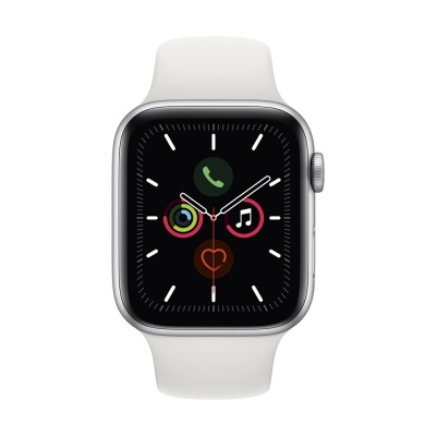 Часы Apple Watch Series 5 44mm Aluminum Case with Sport Band (Серебристый/Белый) (MWVD2) EU в Mobile Butik