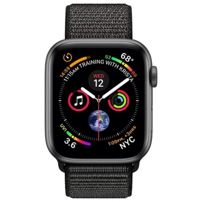 Apple Watch Series 4, 44mm Space Gray Aluminum, Black Sport Loop MU6E2 в Mobile Butik