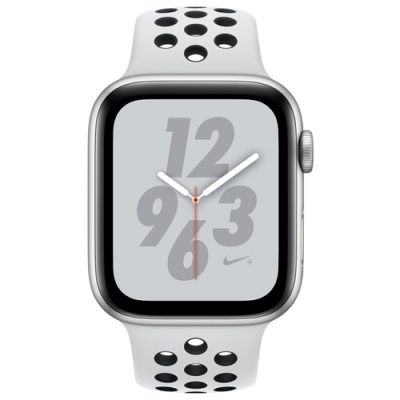 Apple Watch Nike+ Series 4 (MU6K2) 44 мм, серебристый алюминий, спортивный ремешок Nike цвета «чистая платина/черный» в Mobile Butik