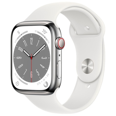 Смарт-часы Apple Watch S8 45mm Silver Aluminum Case with White Sport Band M/L в Mobile Butik