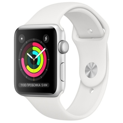 Apple Watch Series 3 GPS, 42mm Silver Aluminium, White Sport Band MTF22 в Mobile Butik