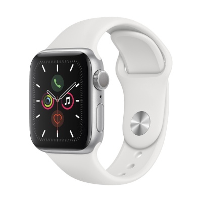 Часы Apple Watch Series 5 40mm Aluminum Case with Sport Band (Серебристый/Белый) (MWV62) в Mobile Butik